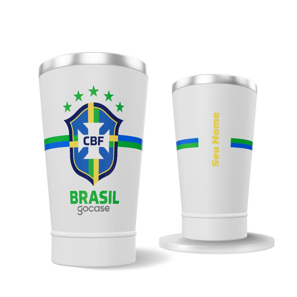 Copo Térmico Cerveja + Ebook - CBF -  Escudo Listras Centrais