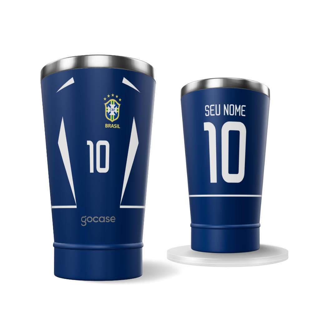 Copo Térmico Cerveja + Ebook - CBF - Uniforme 2002 - Personalizado