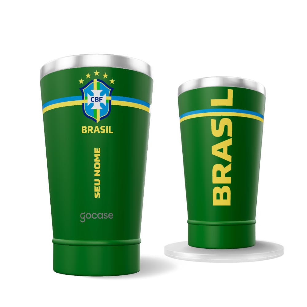 Copo Térmico Cerveja + Ebook - CBF - Brasil Core - Verde